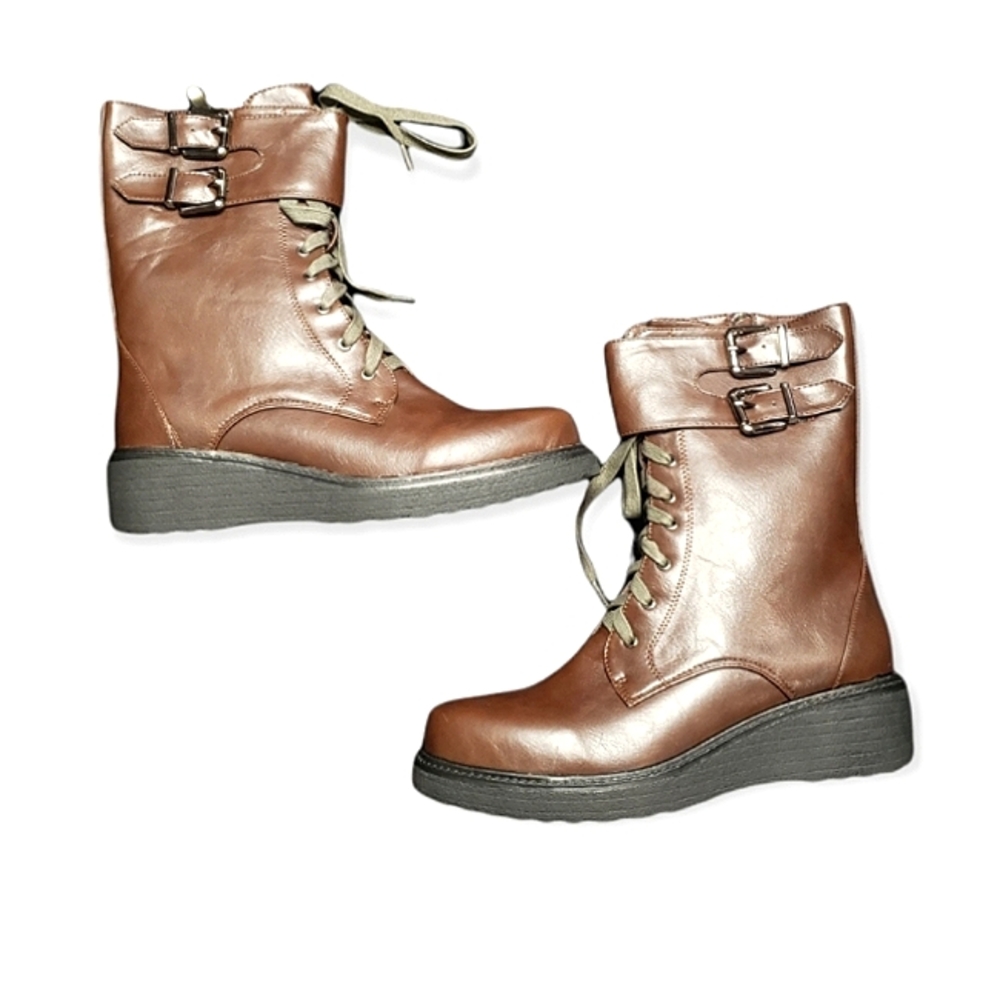 💐Vegan Leather Combat Boots